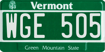 VT license plate WGE505