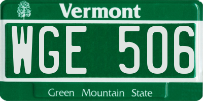 VT license plate WGE506