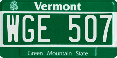 VT license plate WGE507