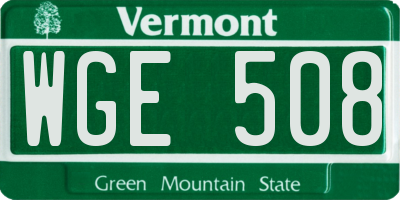 VT license plate WGE508