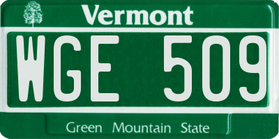 VT license plate WGE509