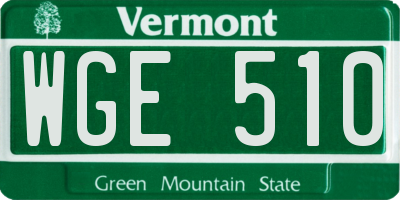 VT license plate WGE510