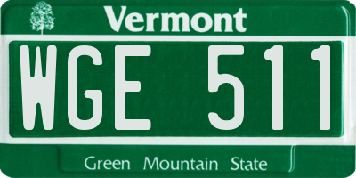 VT license plate WGE511