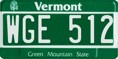 VT license plate WGE512