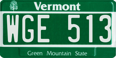 VT license plate WGE513