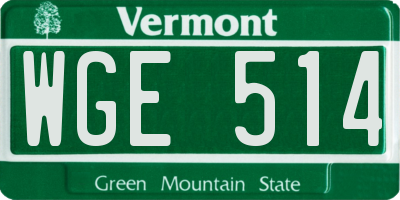 VT license plate WGE514