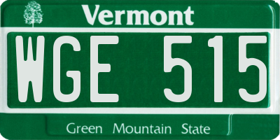 VT license plate WGE515