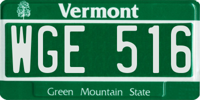 VT license plate WGE516