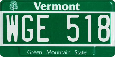 VT license plate WGE518