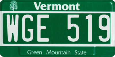 VT license plate WGE519
