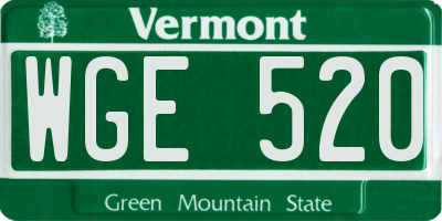 VT license plate WGE520