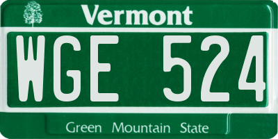 VT license plate WGE524