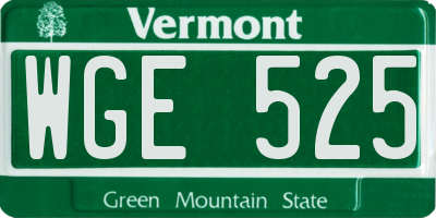 VT license plate WGE525