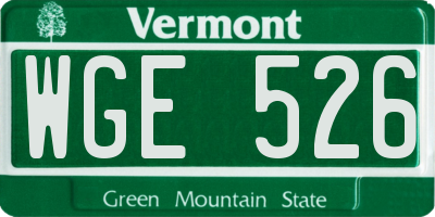 VT license plate WGE526