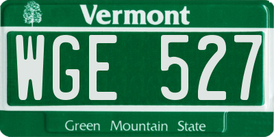 VT license plate WGE527