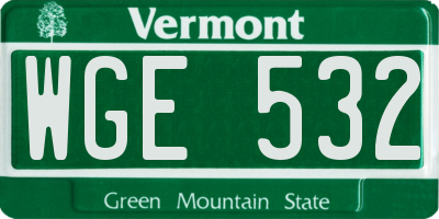 VT license plate WGE532