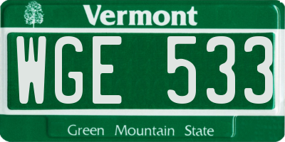 VT license plate WGE533