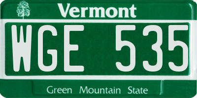 VT license plate WGE535