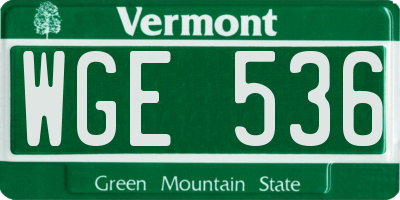 VT license plate WGE536