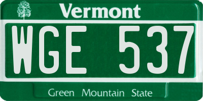 VT license plate WGE537
