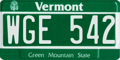 VT license plate WGE542