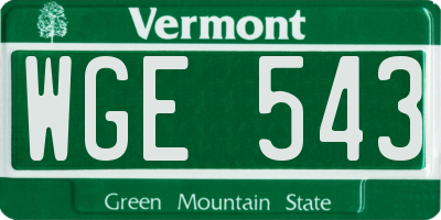 VT license plate WGE543