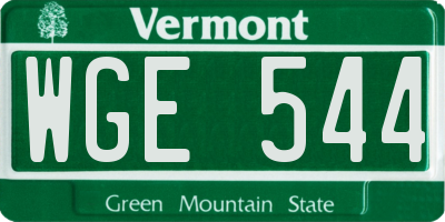 VT license plate WGE544