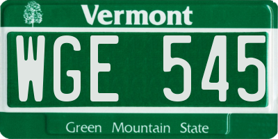 VT license plate WGE545