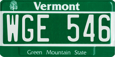 VT license plate WGE546