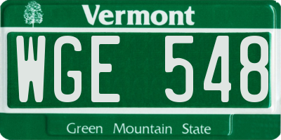 VT license plate WGE548