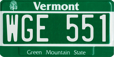 VT license plate WGE551