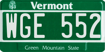 VT license plate WGE552