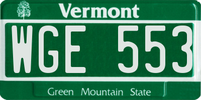 VT license plate WGE553