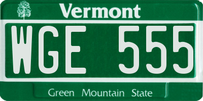 VT license plate WGE555