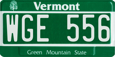 VT license plate WGE556