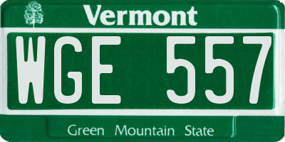 VT license plate WGE557