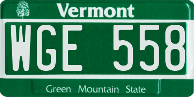 VT license plate WGE558