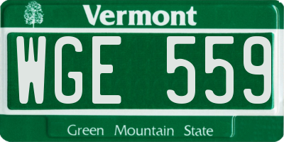 VT license plate WGE559