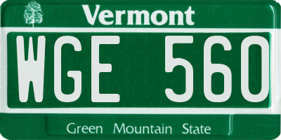 VT license plate WGE560