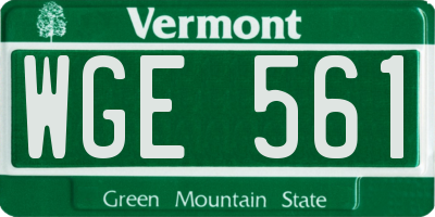 VT license plate WGE561
