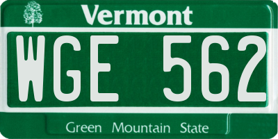 VT license plate WGE562