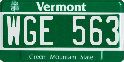 VT license plate WGE563