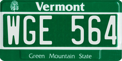 VT license plate WGE564
