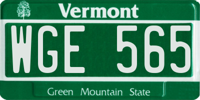 VT license plate WGE565