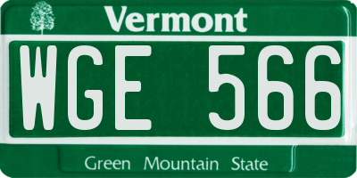 VT license plate WGE566