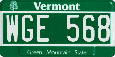 VT license plate WGE568