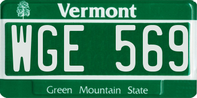 VT license plate WGE569