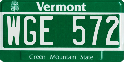 VT license plate WGE572