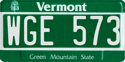 VT license plate WGE573