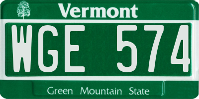 VT license plate WGE574